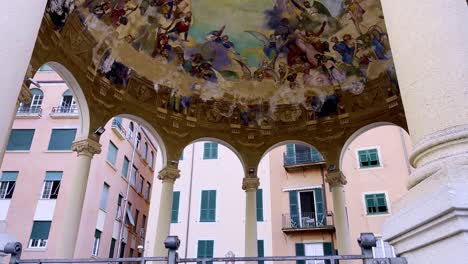 Piazza-Martiri-per-La-Liberta-in-Rapallo,-Figura,-Italy-with-beautiful-mural