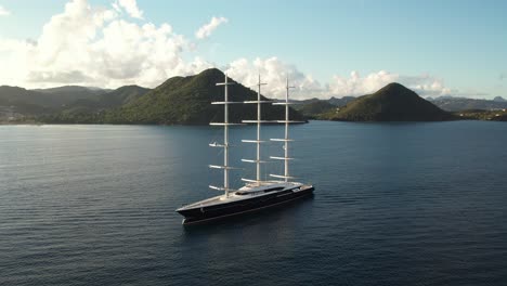 Black-Pearl-Superyacht-in-Saint-Lucia,-Caribbean,-in-epic-Slow-Motion