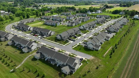 A-drone-aerial-of-a-new-development-in-suburban-Willow-Street,-Pennsylvania
