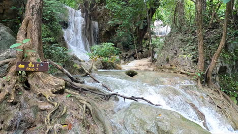 Beautiful-waterfall-and-nature-in-Erawan-national-park,-Thailand