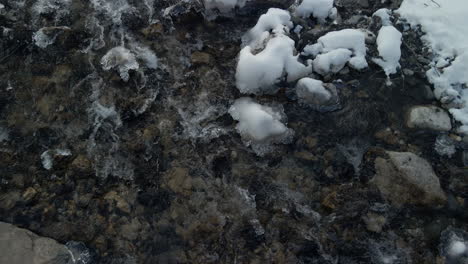 Paisaje-Invernal-Congelado:-Paisaje-Frío-Con-Hielo-Derretido-Y-Nieve-En-Un-Arroyo