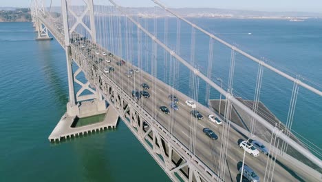 Aerial-Following-Heavy-Traffic-on-the-Oakland-Bay-Bridge