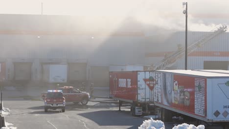 Fire-service-responding-to-a-warehouse-fire-in-Brampton