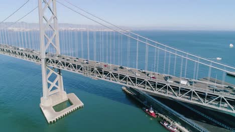 Aerial-Orbit-of-Heavy-Traffic-on-the-Oakland-Bay-Bridge