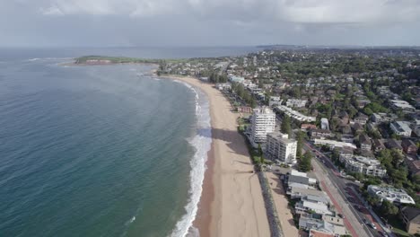 Collaroy-Beach-On-The-Northern-Beaches-Of-Sydney,-NSW,-Australia---aerial-drone-shot