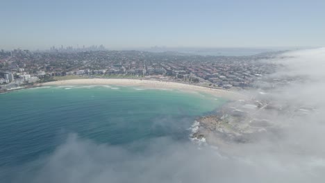 Fog-Blanketing-Bondi-Suburb,-Creating-Mysterious-Ambiance-At-The-Iconic-Beach-In-New-South-Wales,-Australia