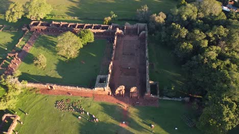 Aerial-orbit-view-of-The-ruins-of-San-Ignacio,-Argentina