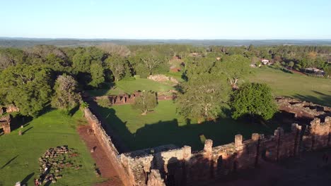 Aerial-view-of-green-trees-and-blue-sky-at-The-ruins-of-San-Ifnacio