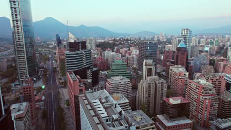 Slow-aerial-dolly-above-the-main-street-in-the-financial-district-in-downtown-Santiago