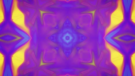 Lila-Und-Gelbes-Kaleidoskop,-Abstrakter-Flüssiger-Effekt,-Nahtlose-Schleife