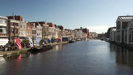 Canal-Waterway-Scene-From-Bostel-Bridge-With-Apothekersdijk-Road-On-Left-Hand-Side