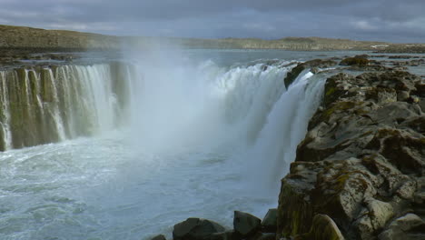 Slow-motion-footage-of-Selfoss-Waterfall-in-Jokulsargljufur-National-Park,-Iceland
