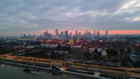 Night-Warsaw's-Old-Town-viewed-from-the-royal-castle-at-a-height