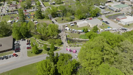 Aerial-View-Of-Sager-Creek-In-Siloam-Springs-During-Dogwood-Festival-In-Arkansas