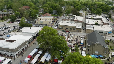 Dogwood-Festival-And-Siloam-Springs-In-Arkansas,-USA---aerial-drone-shot