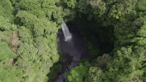 Top-down-shot-of-the-Nung-Nung-waterfall-at-Bali-with-nobody,-aerial