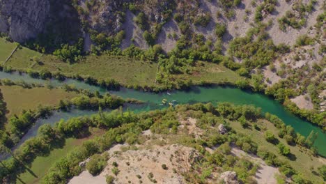 Aerial-view-whitewater-kayaking-on-the-Zrmanja-RIver-Croatia-during-day-time