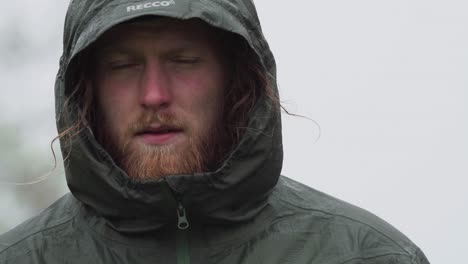 Close-Up-Portrait-Of-A-Norwegian-Guy-Wearing-A-Hooded-Winter-Jacket