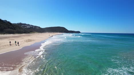 Idyllic-Sunshine-Coast-Beach-In-Queensland,-Australia---drone-shot