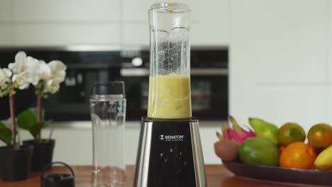 Efficient-blender-creates-a-smoothie-from-fresh-fruit-in-an-instant