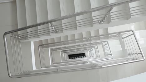 Wide-angle-view-of-stairs-in-modern-apartment,-top-view,-nobody,-abstract-pattern-architecture