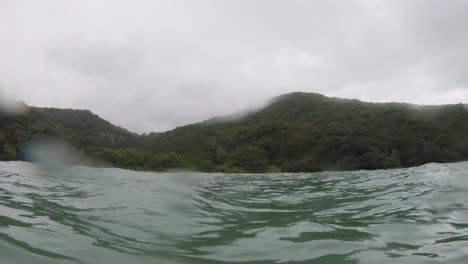 POV-shot-of-Con-Dao-island-in-Vietnam,-captured-using-a-GoPro-from-a-water-surface