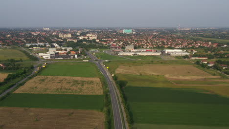 Zrenjanin,-Serbia---June-22,-2023:-Aerial-shot-of-Zrenjanin,-an-industrial-town-in-Vojvodina-province,-northern-part-of-Serbia,-Europe