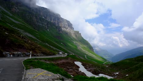 Vehicles-run-on-the-road-with-beautiful-landscapes-in-between