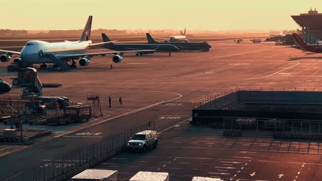 Hanoi,-Da-Nang-or-Ho-Chi-Minh-City,-Vietnam,-The-plane-performs-taxiing-at-the-airport-taxiway