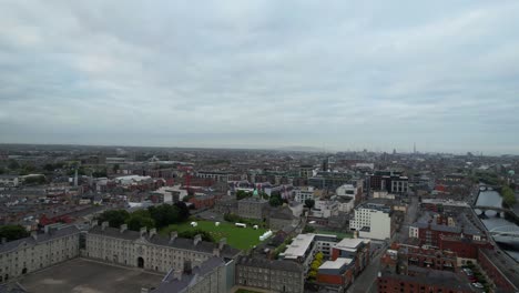 Aerial-descending-Dublin-downtown