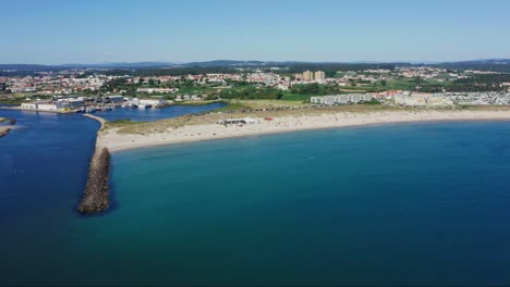 Aerial-view-of-idyllic-Azurara-Beach-in-Vila-do-Conde,-Portugal