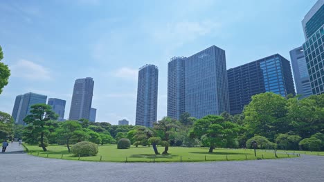 Beautiful-Japanese-traditional-garden-with-skyscrapers-Tokyo