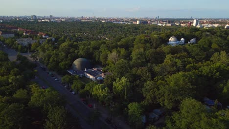 Lovely-aerial-top-view-flight-Berlin-city-Planetarium-Germany-in-Europe,-summer-day-2023