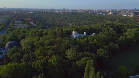 Beautiful-aerial-top-view-flight-Berlin-city-astronomical-observatory-Germany-in-Europe,-summer-day-2023