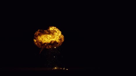 Big-fire-explosion-giant-from-the-bottom-of-the-screen,-black-background,-transparent-overlay-with-alpha-matte,-​​big-explosion-effect-video