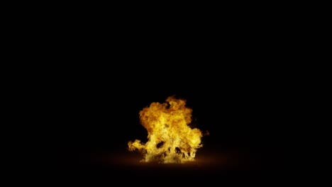 Große-Feuerexplosion,-Bodenfunken-–-120-Fps-–-Vom-Unteren-Bildschirmrand,-Schwarzer-Hintergrund,-Transparente-Überlagerung-Mit-Alpha-Matte,-Video-Mit-Großem-Explosionseffekt,-Entzündete-Trümmer,-Die-Zur-Zündstelle-Fallen