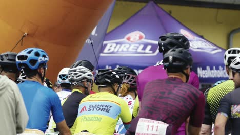 A-group-of-racers-at-the-start-of-a-bicycle-race