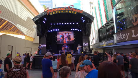 Live-Show-Stage-and-Tourists-Entertainment-at-Fremont-Street-Experience-in-Downtown-Las-Vegas