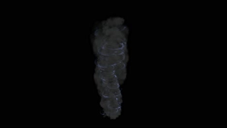 Dicker-Schwarzer-Rauch-Mit-Blauem-Elektrischem-Wirbel-Auf-Schwarzem-Hintergrund,-2D-Animation-Mit-Visuellen-Effekten
