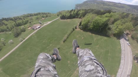The-view-of-beautiful-Switzerland-while-paragliding-in-the-air---aerial