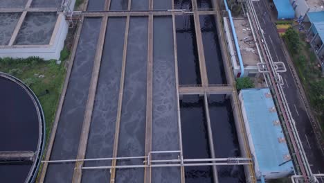 Aerial-view-of-big-Industrial-wastewater-cleaning-infrastructure-in-Gujarat,-India