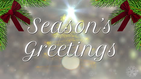 White-Season's-Greetings-3D-Graphic-with-Star-and-Pine-Branches