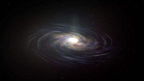 CGI-composite-of-a-galaxy-rotating-in-space,-with-a-giant-star-or-sun-in-the-middle