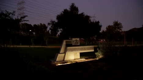 A-night-shot-of-the-Johnny-Carson-Park-sign