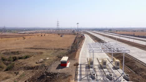 Aerial-View-Or-Toll-Booths-Under-Construction-In-The-Expressway