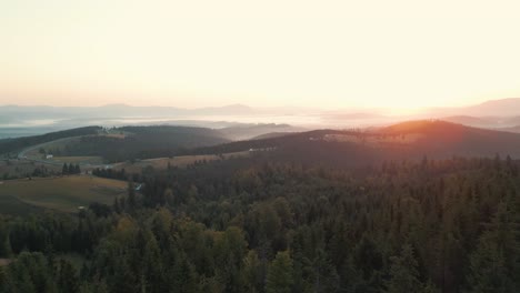 Aerial-drone-view-of-the-mountain-at-sunrise