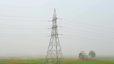 Steel-electric-tower-on-a-rural-area