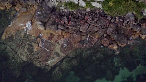 Top-Down-View-Ocean-Rocks-Beautiful-Water-Drone-4k