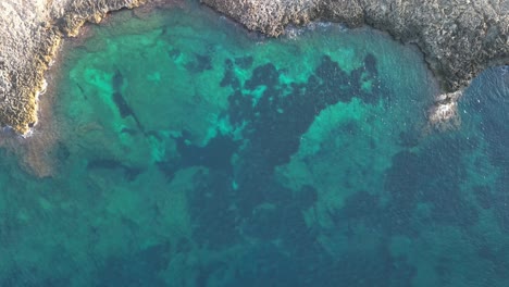 Top-View-Of-Turquoise-Beach-During-Summer-Near-Sa-Coma-In-Mallorca-Island,-Spain