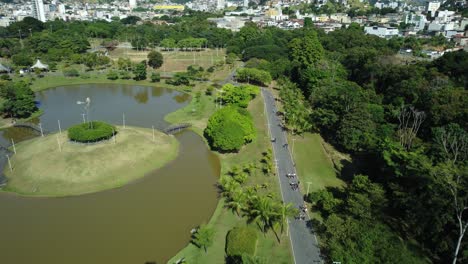 Aerial-view-of-a-beautiful-park-in-a-metropolitan-city-in-Brazil
